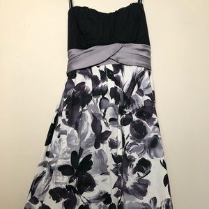 Lavender & Grey Floral Pattern Fit & Flare Dress